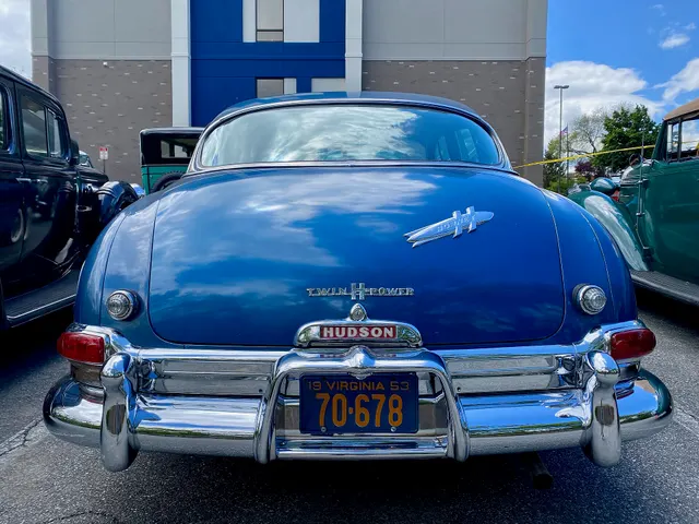 Exact-year 1953 Hudson Hornet view documenting the step-down body, grille, roof, glass, lamps, bumpers, trim, and wheel treatment; condition remains subject-specific.