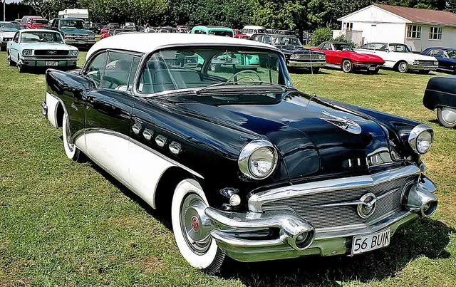 Exact-year stock-presenting view retained for body, trim, glazing, lamp, bumper, and wheel context; restoration details remain specific to the photographed car.