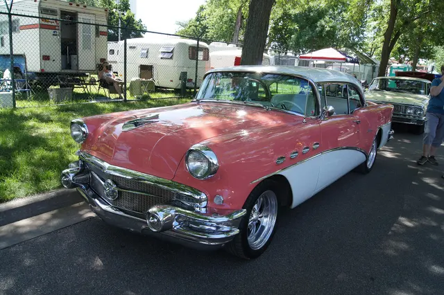 Exact-year stock-presenting view retained for body, trim, glazing, lamp, bumper, and wheel context; restoration details remain specific to the photographed car.