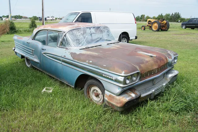 Front three-quarter preservation view retained for original-form grille, lamps, hood lettering, side brightwork, bumper, wheel, and body-condition evidence.