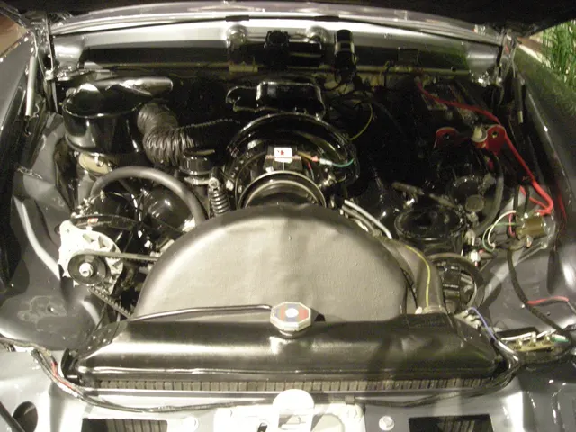 Exact-model museum engine bay showing the supercharged 289 installation, McCulloch unit and drive, sealed induction path, cooling system, and accessory layout.