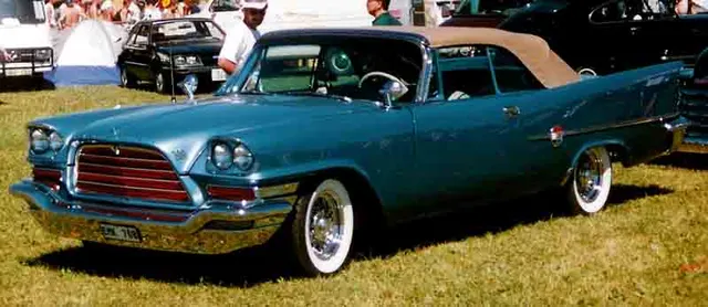 Blue 300E convertible in profile