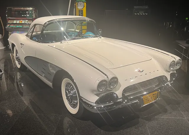 Ermine White 1961 Corvette displayed at the Blackhawk Museum; retained as museum and preservation context.