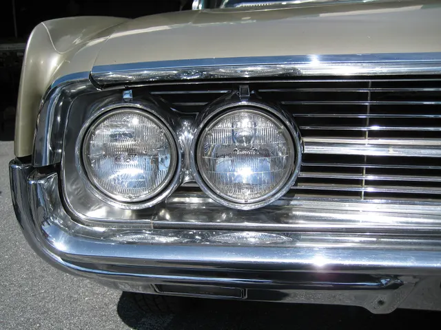 Exact-year close view retained for grille, bumper, lamp-placement, and brightwork context; condition and replacement lamp details remain specific to the photographed car.