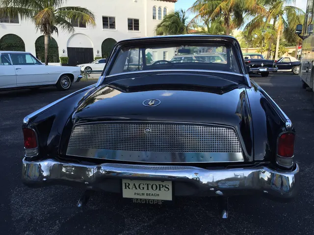 Straight-on rear view showing the black checkered deck overlay, unpainted script panel, circular Hawk emblem, body-color lamp housings, bumper, and dual exhaust outlets.