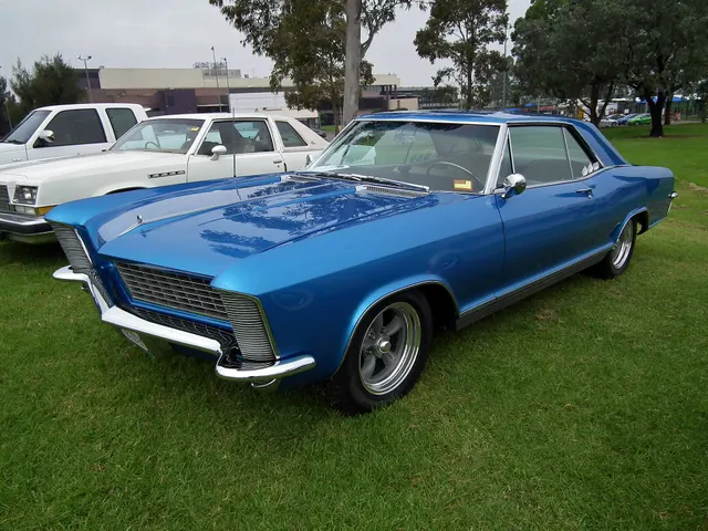Blue 1965 Riviera Gran Sport with non-stock wheels