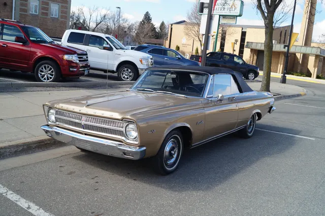 Restored 1965 Plymouth Satellite convertible, front three-quarter view