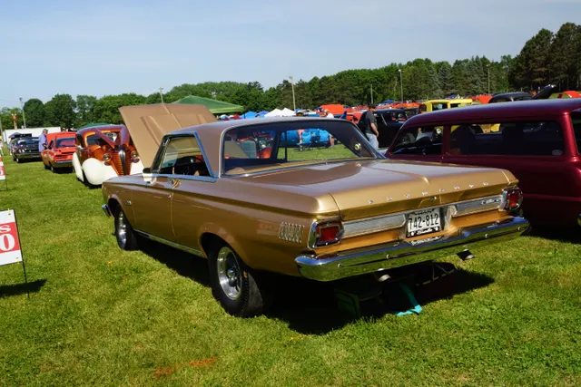 Restored 1965 Plymouth Satellite hardtop, rear three-quarter view