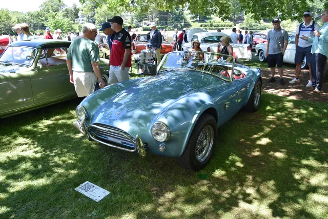 Alternate front view of the restored leaf-spring 289 roadster, useful for body proportion and lighting context without making a universal paint or equipment claim.