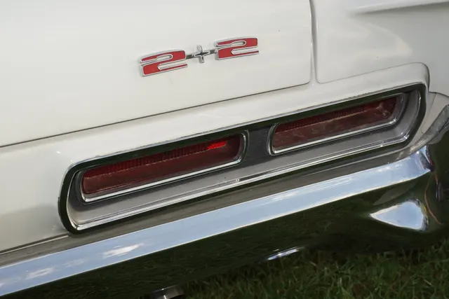 1966 2+2 rear emblem and twin-lens taillamp detail