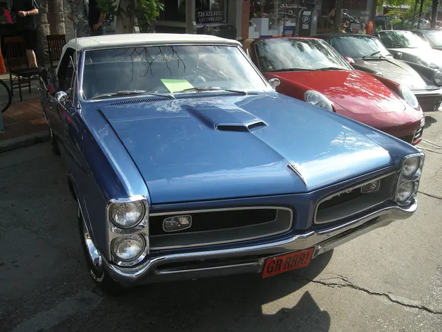 1966 Pontiac GTO at a public car show; used for front-end, hood-scoop, paint, and body context.