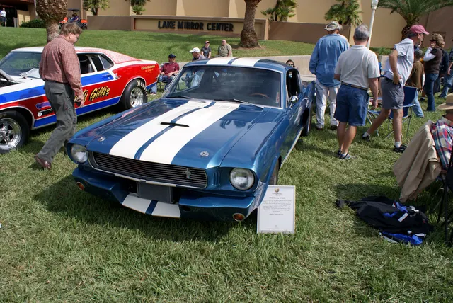 Ford Shelby Mustang 1966 GT350 LSideFront LakeMirrorClassic 17Oct09 (14599928682).jpg; reviewed as representative 1966 Shelby GT350 media, not proof of any individual car's originality.