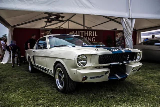 1966 Shelby Mustang GT350 (14573544895).jpg; reviewed as representative 1966 Shelby GT350 media, not proof of any individual car's originality.