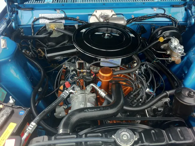 343 four-barrel engine compartment in a 1967 Rebel SST