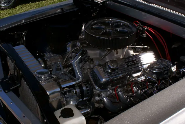 1967 Chevelle SS engine-bay view; component context only, not proof of original L78 drivetrain.