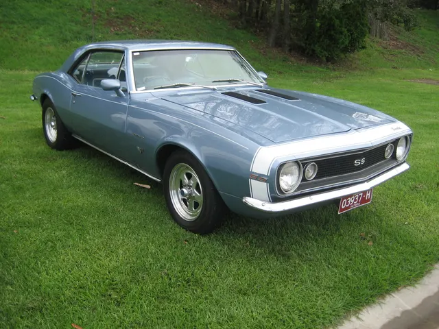 1967 Chevrolet Camaro SS photographed by Sicnag; SS exterior context with source notes referencing 350 and 396 availability.