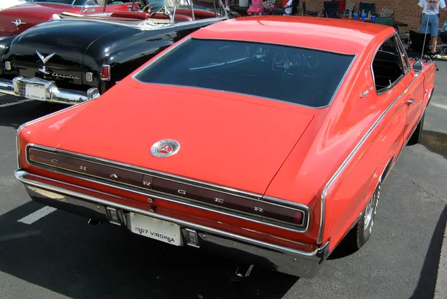 1967 Dodge Charger rear fastback and full-width taillamp view shown as same-year body context