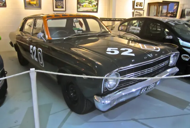 Period-competition XR GT display showing the model's 1967 Bathurst context. Race preparation, livery, and surviving components are history evidence, not regular road-car specification.