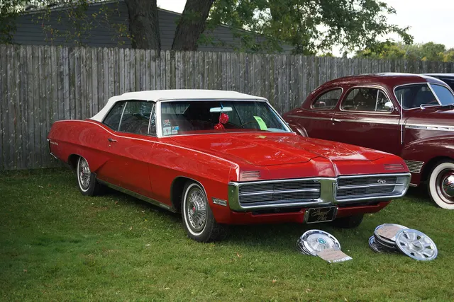 Red 1967 Pontiac Grand Prix convertible