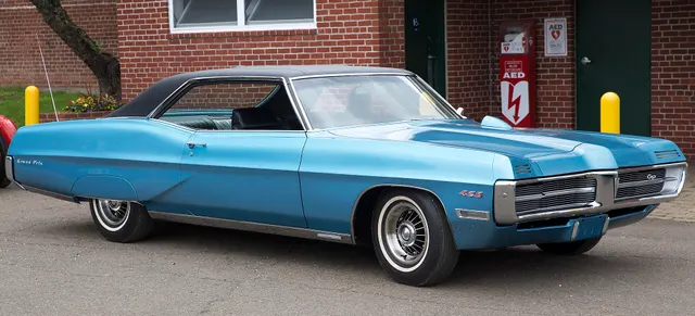 Tyrol Blue 1967 Pontiac Grand Prix hardtop from the front