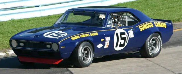 1967 Sunoco Camaro Z/28 race car side view; used for Trans-Am/racing history context.