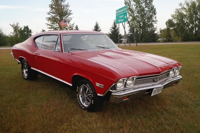 1968 Chevrolet Chevelle SS front view; SS grille and hood treatment context.