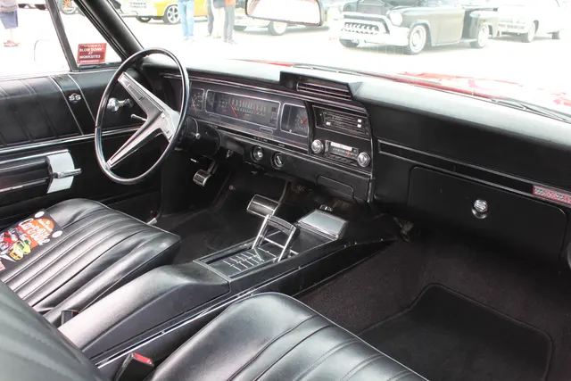 Licensed 1968 Impala SS427 interior view showing Super Sport/SS427 trim and console context.
