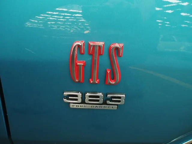 1968 Dodge Dart GTS 383 fender badge and trim detail