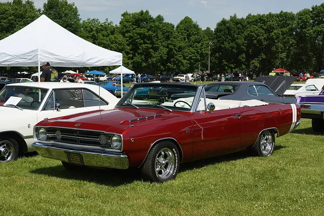 Red 1968 Dodge Dart GTS convertible in front three-quarter view