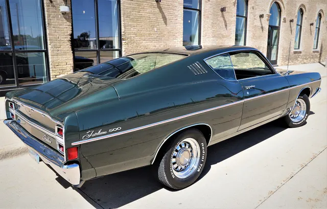 Stock-presenting 1968 Ford Fairlane 500 fastback retained for exact-year body, grille, roofline, side trim, glass, and factory-style wheel context; visible condition remains specific to the photographed car.