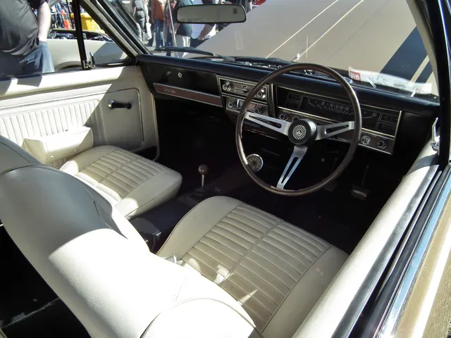 Exact-year GTS 327 cabin documenting bucket seats, console, instruments, steering wheel, trim, and floor-shift layout; restoration details remain car-specific.