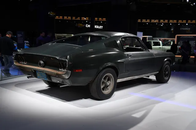 1968 Ford Mustang Bullitt display at the 2018 North American International Auto Show; reviewed as cultural/history context, not generic originality proof.