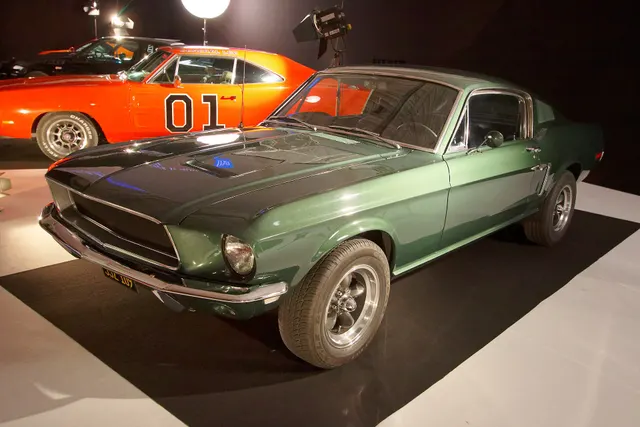 1968 Ford Mustang GT 390 detail view from the 2016 Paris motor show; reviewed as exact-model trim context.