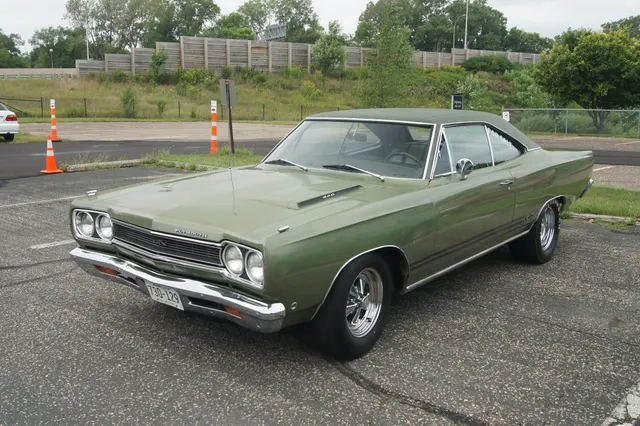1968 Plymouth GTX rear quarter view for tail-panel and badge context.