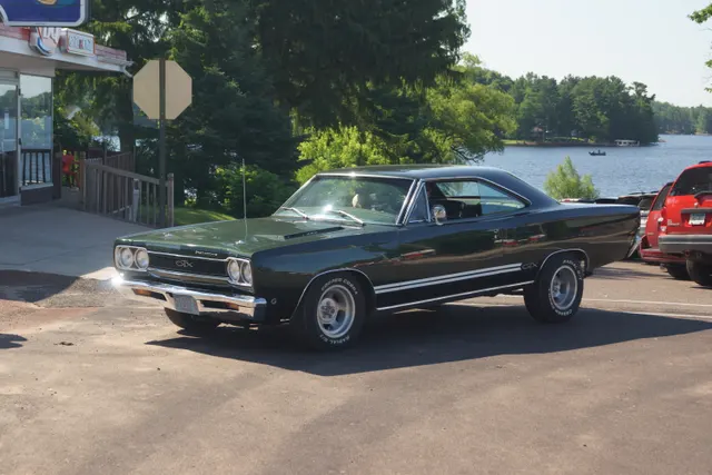 1968 Plymouth GTX exterior angle from reviewed Commons media; visual context only.