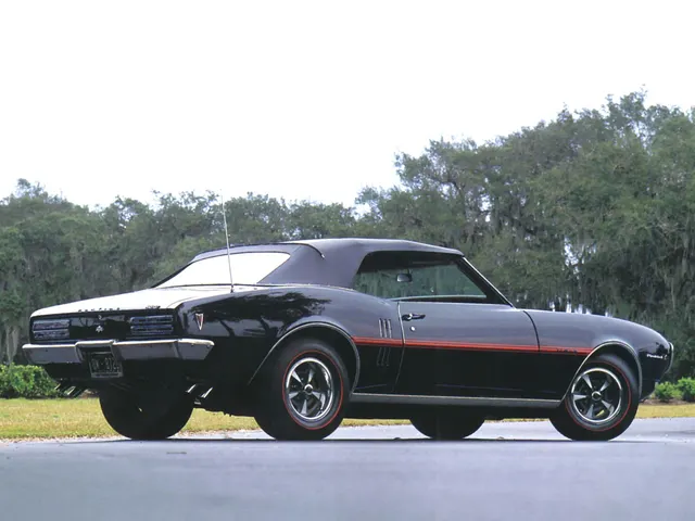 Licensed rear-quarter view of the same 1968 Pontiac Firebird 400 HO convertible used for exact-year trim and stance context.