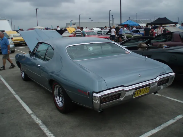 Licensed 1968 Pontiac GTO coupe rear image for tail-panel and body-context viewing; not standalone Ram Air II proof.