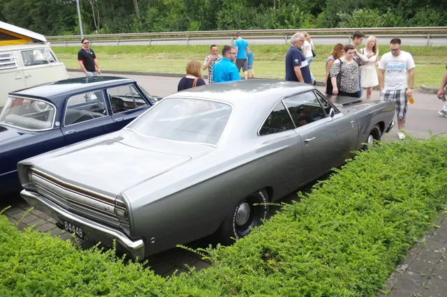 1968 Plymouth Road Runner rear/side view; rear-quarter and trim context.