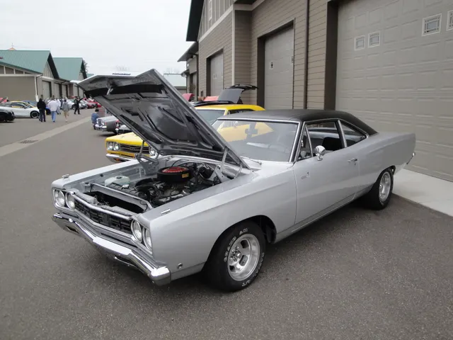 1968 Plymouth Road Runner at an all-Mopars show; restored front/exterior context.