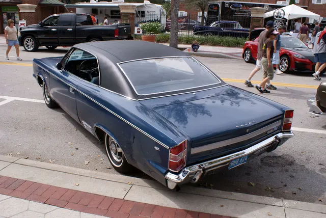 Stock-presenting 1969 Rebel SST hardtop from the rear, retained as body-style context rather than evidence for every Rebel configuration.