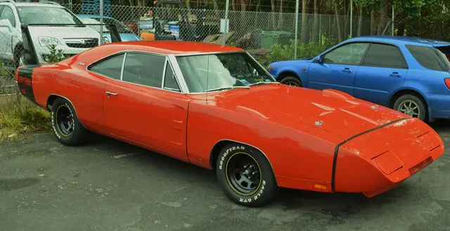 1969 Dodge Charger Daytona photographed by GPS 56; reviewed as representative Daytona exterior media, not proof of a Hemi-original car.