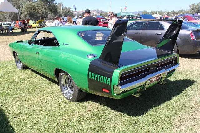 1969 Dodge Charger Daytona photographed by Jeremy; representative view of the tall rear wing and fastback aero treatment.