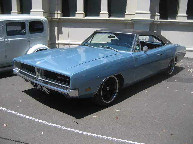 1969 Dodge Charger hardtop photographed by Sicnag; reviewed as second-generation Charger exterior context.