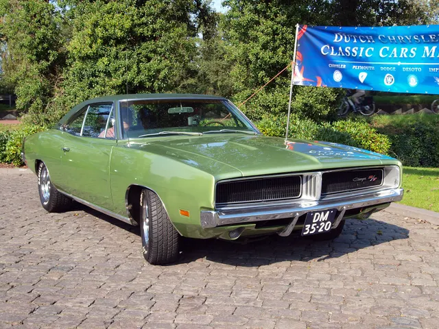 1969 Dodge Charger R/T front three-quarter view photographed by AlfvanBeem; reviewed as nose, wheel, and stance context.