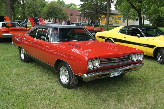 1969 Plymouth GTX exterior angle for grille and hood context.