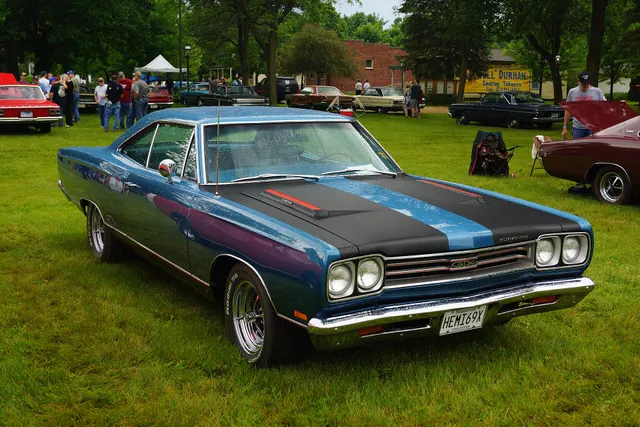 1969 Plymouth GTX exterior from reviewed Commons media; visual context only.