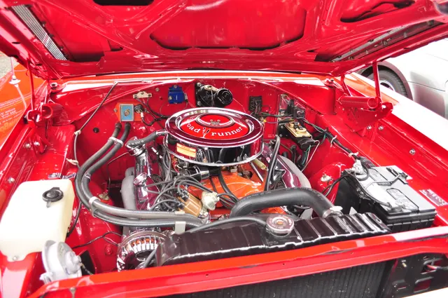 1969 Road Runner engine compartment alternate detail; component and restoration context.