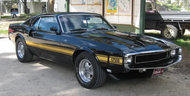 1969 Shelby GT500 SportsRoof side profile; reviewed as representative 1969 Shelby GT500 media, not proof of any individual car originality.