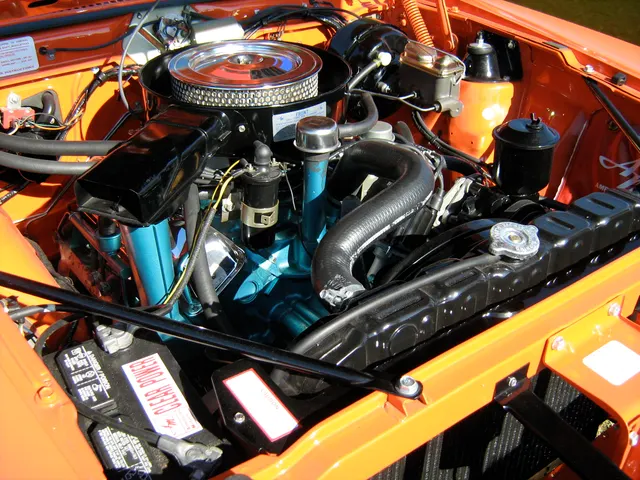 1970 AMC AMX 390 engine-bay context with ram-air hardware; visual context, not individual-car proof.