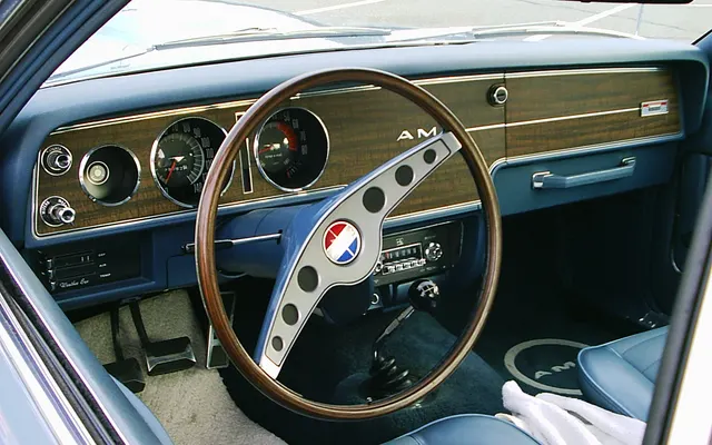 1970 AMC AMX four-speed interior context; visual context, not individual-car proof.